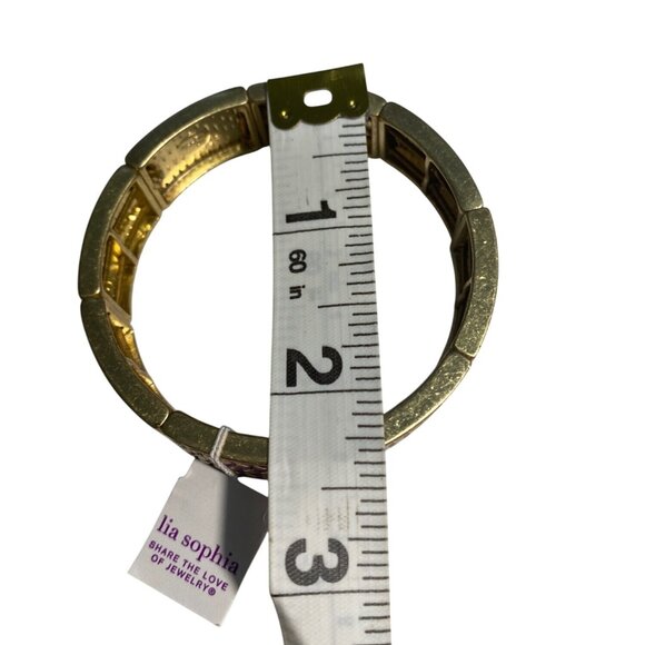 Lia Sophia Retired Purple Rhythmic Stretch Bracelet Geometric Pattern Gold Accen - Picture 3 of 7